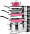 MDHAND Pan Organizer Rack for Cabinet, Pan Pot Lid Organizer Rack with 5 Adjustable Dividers, Kitchen Cookware Storage Rack