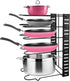 MDHAND Pan Organizer Rack for Cabinet, Pan Pot Lid Organizer Rack with 5 Adjustable Dividers, Kitchen Cookware Storage Rack
