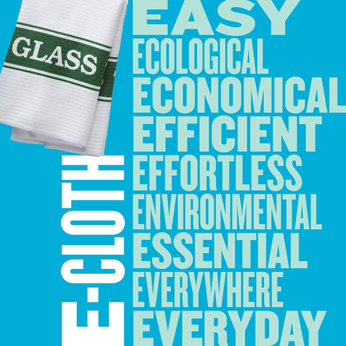 E-Cloth Glassware Drying & Polishing Towel, Premium Microfiber Glass Cleaner and Dryer, Great for Windows, Glass and Mirrors, Washable and Reusable, 100 Wash Guarantee, 2 Pack