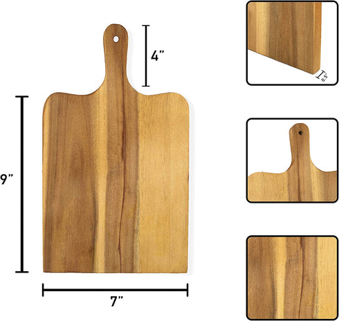 Small Wood Cutting Board with Handle - Wood Serving Board - Natural Wood Cheese Board - Rustic Design - Mini Charcuterie Board
