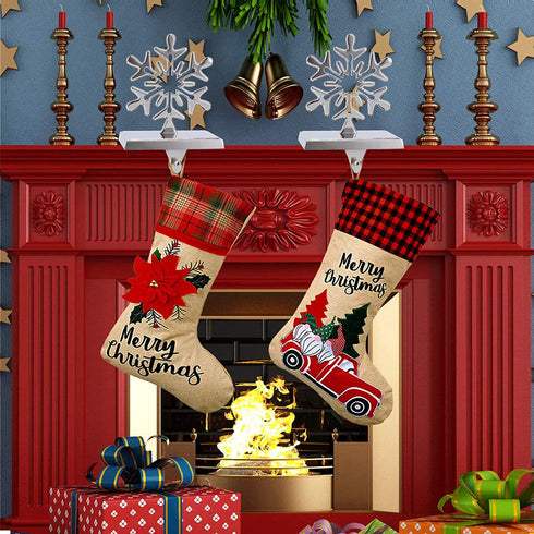 Snowflake Christmas Stocking Hangers for Mantel?Snowflake Christmas Stocking Holders for Fireplace Mantel Hooks Hanger for Christmas Snowflake Stockings Clip for Christmas Decoration (Snowflake)