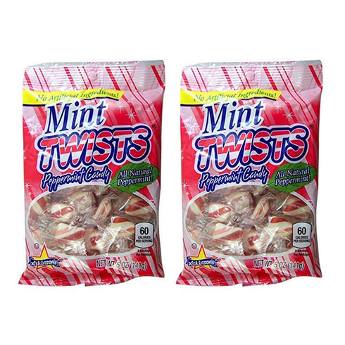 Hard Peppermint Candy Twists Individually Wrapped Mint Candies, 5 Ounce, Pack of 2