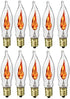 Flicker Flame Shaped Light Bulbs, E12 Replacement Bulbs, Dances with a Flickering Orange Glow, 1 Watt, 120 Volt (10-Pack)