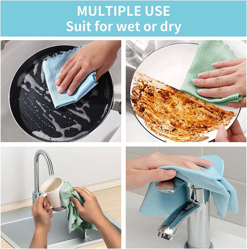 Nanoscale-Cleaning Cloth, Lint Free Cloth Fish Scale 12 PCS Reusable Rags No Scratch Soft Streak-Free for Mirrors, Glass Car, Screen, Dishes (9.8" x 9.8")