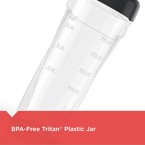 BLACK+DECKER PowerCrush Personal Blender Jar with Travel Lid, Clear, PBJ1650