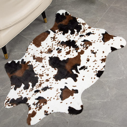 MACEVIA Faux Cowhide Rug Cute Cow Print Rug Animal Area Carpet Western Decor for Living Room Bedroom Non-Slip 43.3" L x 29.5" W(3.6ft x 2.4ft)