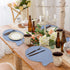 FunWheat Burlap Fish Braided Placemats Set of 6 for Dining Tables Heat Resistant Jute Table Mats Farmhouse Woven Natural Fabric Rustic Place mats for Wedding Decoration (Light Blue )
