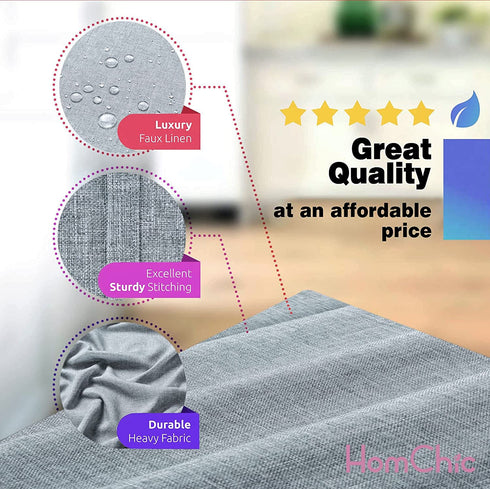HOMCHIC Faux Linen Rectangle Tablecloth - Washable, Spillproof, Easy Care, Wrinkle Resistant, Thick Indoor and Outdoor Table Cloths, Premium Polyester Fabric-60 x 84 Inch-Oblong/Rectangular-Slate Grey