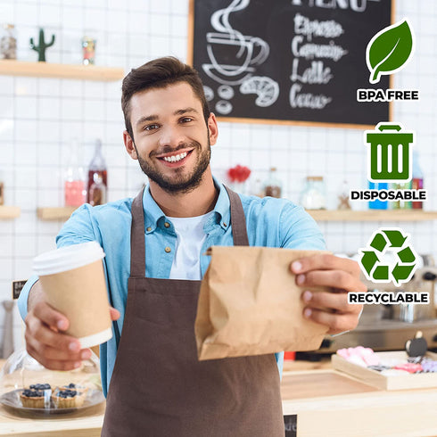 White Travel Plastic Dome Lids for Disposable Paper Hot Cups, Fits most 10-24 Ounce and 8 oz Squat Cups (100 Lids ONLY) - Recyclable, Easy-Flow Anti-Spill Design, For Home, Cafes, Office, Car, Travel