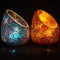 ENFANTRY Votive Candle Holder Set, 2 Pc Mosaic Glass Tealight Candle Holder Handmade Romantic Slanted Crystal Centerpiece Candlescape for Valentine's Day, Wedding, Party, Dinner, Home Decor,4x3inch