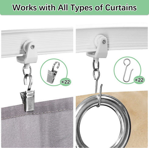 Refrze Ceiling Curtain Track, Curved Curtain Track Ceiling Mount, Room Divider Ceiling Track for Curtains, RV Curtain Track,Curtain Rail Ceiling Wall Mount for L Shape U Shape Bay Windows(8ft)
