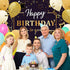 Happy Birthday Party Decorations, Extra Large Fabric Black and Gold Happy Birthday to You Sign Backdrop Banner Photo Booth Background for Indoor Outdoor Birthday Party Favor, 70.8 x 43.3 Inch