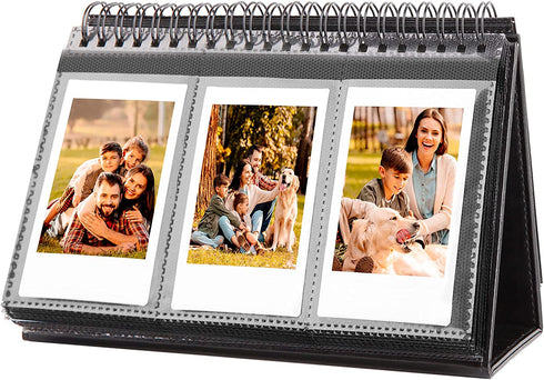 Instax Mini Photo Album 96 Pockets Desk Calendar Album for Fujifilm Instax Mini 11 90 70 50S 26 25 9 8+ 7S Instant Camera, Polaroid Photo Albums for Polaroid zink 2x3 " Film & Kpop Photo Card (Black)