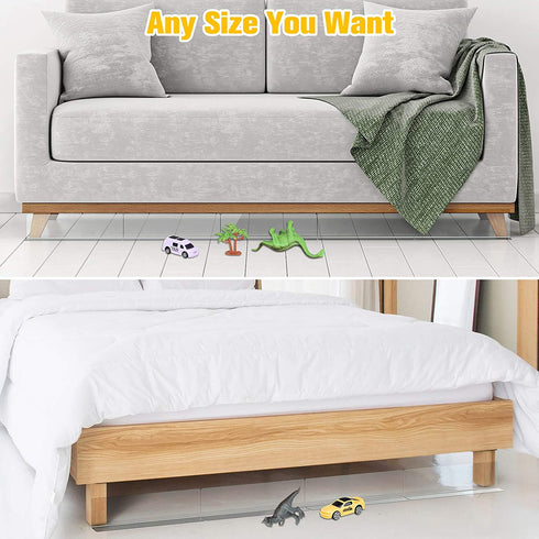 BESTLUBE Under Bed Blocker for Pets Dogs 6 Pack, 3.9 Inches High Toy Blocker Safe PVC Couch Blockers with Strong Adhesive, Gap Stopper Under Couch or Bed to Stop Things Going Into