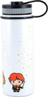 Harry Potter Stainless Steel Water Bottle - White with Harry, Ron and Hermione Chibi Character Design - Double Wall Insulated - 550ml