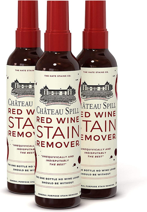 Chateau Spill Red Wine Stain Remover Super Concentrated and Safe Spray Cleaner for New and Set-In Wine Stains on Carpet, Rugs, Clothing Upholstery and Laundry (120ml, 4 oz Spray Bottles) 3 Pack