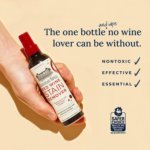 Chateau Spill Red Wine Stain Remover Super Concentrated and Safe Spray Cleaner for New and Set-In Wine Stains on Carpet, Rugs, Clothing Upholstery and Laundry (120ml, 4 oz Spray Bottles) 3 Pack