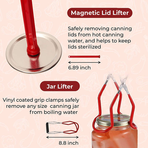 InspoLine Canning Kit Canning Supplies Starter Kit 8 in 1 Ultimate Kit with Jar and Lid Lifter, Canning Tongs, Jar Wrench, Funnel, Bubble Remover Tool, Canning Rack Home Canning Tools Set