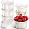 Hatrigo Porcelain Ramekins with Silicone Storage Lids, Set of 6 White Ramekins, 10 oz Oven Safe to 450 deg F, Dishwasher Safe