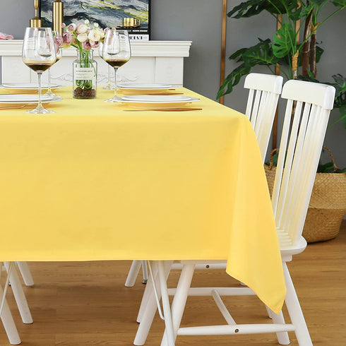 FOLINS&HOME Yellow Rectangle Tablecloth 60 x 102 Wrinkle Free Waterproof Polyester Table Cloths, Spillproof Heavy Duty and Washable Table Cover for Party, Indoor and Outdoor-Oblong/Rectangular