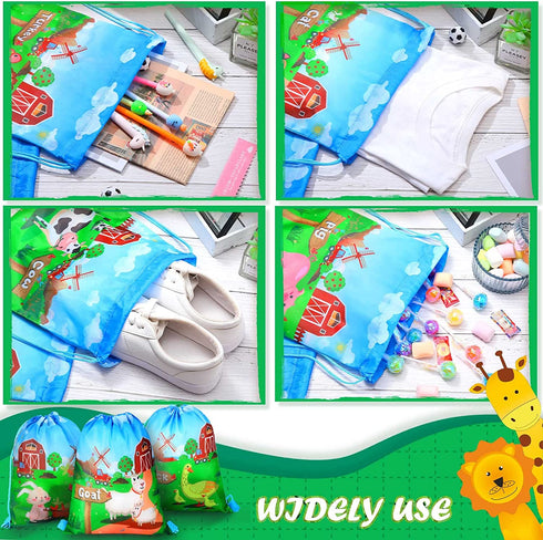 12 Packs Farm Animal Party Favor Bags Gift Bags Farm String Bags Farm Animal Birthday Party Supplies Barnyard Birthday Party Supplies Farm Party Favors for Kids Birthday Party