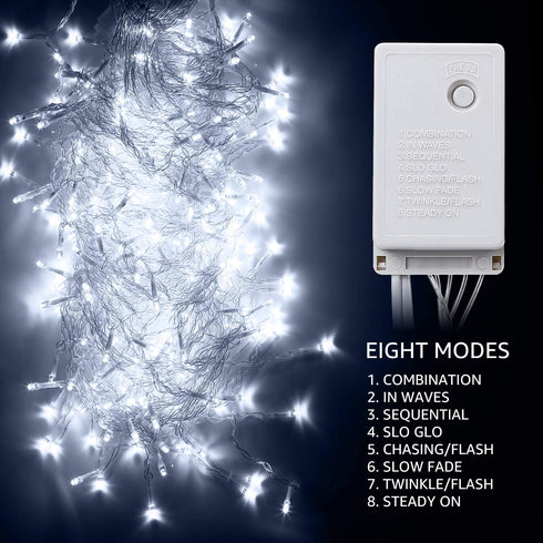 TORCHSTAR 9.8FT — 9.8FT Window Curtain Light, Extendable String Light Kit, Pure White, 8 Modes Outdoor Nativity Scenes for Party, Wedding, Restaurant, Festival, Hotel, Bar, Home, Patio, Garden