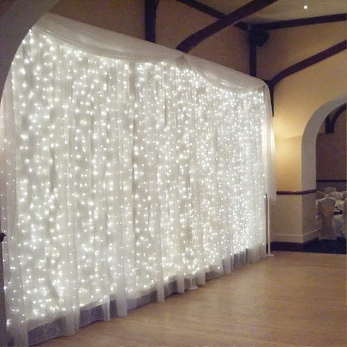 TORCHSTAR 9.8FT — 9.8FT Window Curtain Light, Extendable String Light Kit, Pure White, 8 Modes Outdoor Nativity Scenes for Party, Wedding, Restaurant, Festival, Hotel, Bar, Home, Patio, Garden
