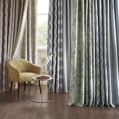 SUNSMART Julie Botanical Print Blackout, Casual Grommet Window Curtain for Bed Living Room Kitchen, Black, 1-Panel Pack, 50x84, Yellow