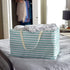 Household Essentials 2242 Krush Canvas Utility Tote | Reusable Grocery Shopping Laundry Carry Bag | Teal And White Stripes, 22" L X 11" W X 13" H,