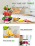 Fruit Basket for Kitchen-Countertop Detachable Vegetables-Storage - Homlab 3-Tier Fruit Bowl for Counter Fruit Holder Metal Banana Holder Organizer with Banana Hanger & Reusable Storage Bag(Black)