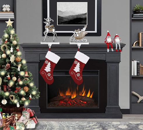 DAJAMAI Christmas Stocking Hangers for Mantel Set of 2, Reindeer Stocking Holders for Fireplace Xmas Mantel Hooks Hanger for Christmas Hanging Stockings Clip for Christmas Decor