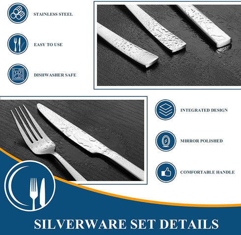 Silverware Set, Yoehka 20-Piece Stainless Steel Flatware Set, Premium Tableware Cutlery Set for Home and Restaurant, Include Knife Spoon and Fork to Service for 4, Mirror Polished, Dishwasher Safe
