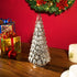 Diamond Star Mercury Glass Christmas Tree Christmas Decoration for Window Tabletop Mantel ( Silver with Embossed Texture, 12.5" Height X 5.5" Diameter )
