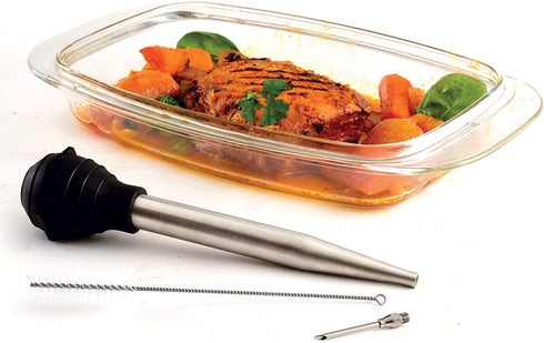 Norpro Deluxe Stainless Steel Baster with Injector and Cleaning Brush