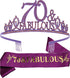70th Birthday Gifts for Women,70th Birthday Tiara and Sash Purple,70th Birthday Decorations Party Supplies,70& Fabulous Birthday Satin Sash Crystal Tiara Birthday Crown for 70th Birthday Party Decor