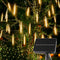 Solar Meteor Shower Lights Outdoor - 10 Tubes 180 LED 30.8 Feet Cascading Falling Rain Lights,Waterproof Warm White Icicle Lights, Solar Christmas Lights for Tree Holiday Party Christmas Patio Decor