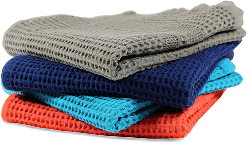 Gilden Tree Waffle Weave Hand Towels for Bathroom Quick Drying Lint Free Thin, Classic Style (Indigo)