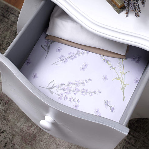 The Lakeside Collection Floral Scented Paper Drawer Liners for Cabinets - 6 Sheets - Lavender