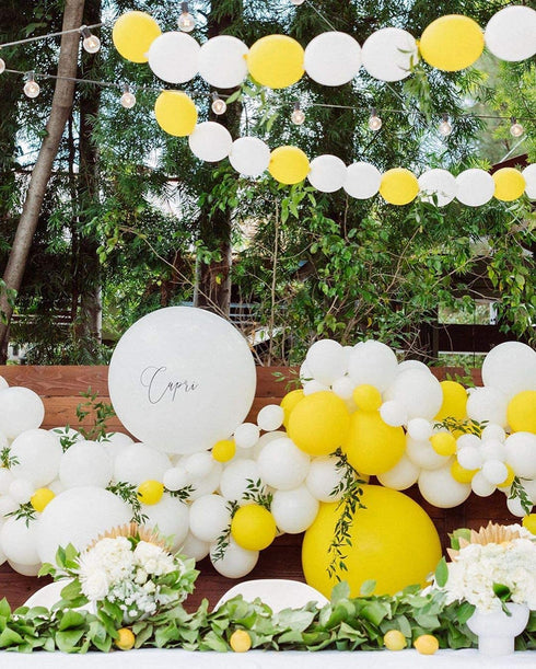 Beaumode DIY Yellow And White Balloon Garland Arch kit for 1st birthday Sunshine Lemon Daisy Honeybee Popcorn Baby Shower Bridal Shower Party Backdrop Decoration