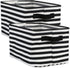DII Laundry Storage Collection Cabana Stripe Collapsible and Waterproof Bins, Small Rectangle, 12x7.5, Black, 2 Piece
