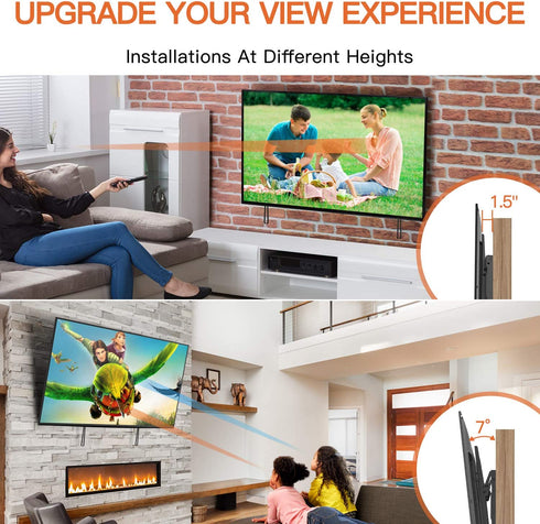 Perlegear Tilt TV Wall Mount Bracket Low Profile for Most 26-75 Inch LED LCD OLED Flat Curved Screen TVs, Large Tilting Mount Fits 16, 18, 24 Inch Studs Max VESA 600x400mm Supports up to 132lbs