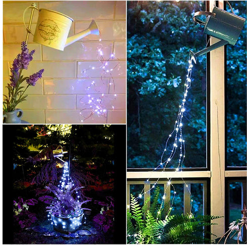 ZNYCYE 2 Pcs Waterfall Lights,10 Strand 220 LED Firefly Bunch Lights Battery Operated Fairy String Lights with Remote Timer for Outdoor&Indoor Garden Party Holiday Decor(Cool White)