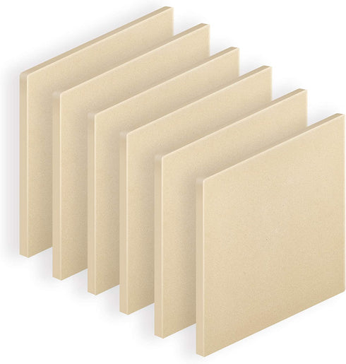Cook N Home Pizza Grilling Baking Stone, 7.5"x7.5"x0.5" 6 pack, Cream