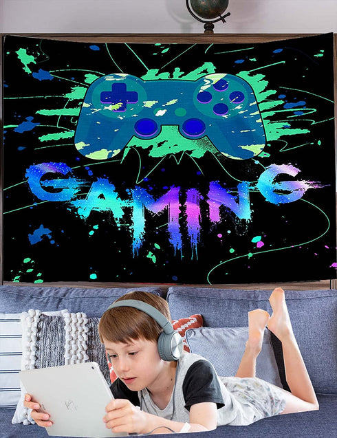 Gaming Tapestry for Teens Boys Men Kids Son 60X50 Inch Gamer Gamepad Playstation Video Game Action Buttons Wall Hangings Art Bedroom College Dorm Home Decor Gift