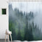 Homewelle Forest Shower Curtain Men 60Wx72H Foggy Mountain Pine Tree Woodsy Cloudy Masculine Landscape Green Nature Rustic Scenic Woodland Misty Rainforest Waterproof Polyester Fabric Bathroom Bathtub