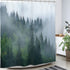 Homewelle Forest Shower Curtain Men 60Wx72H Foggy Mountain Pine Tree Woodsy Cloudy Masculine Landscape Green Nature Rustic Scenic Woodland Misty Rainforest Waterproof Polyester Fabric Bathroom Bathtub