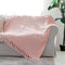 Solid Soft Cozy Cable Knitted Blanket Throw, Lightweight Decorative Textured Throw Blanket with Fringes for Couch Chairs Bed Sofa, Pink, 50"x 60"
