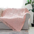 Solid Soft Cozy Cable Knitted Blanket Throw, Lightweight Decorative Textured Throw Blanket with Fringes for Couch Chairs Bed Sofa, Pink, 50"x 60"