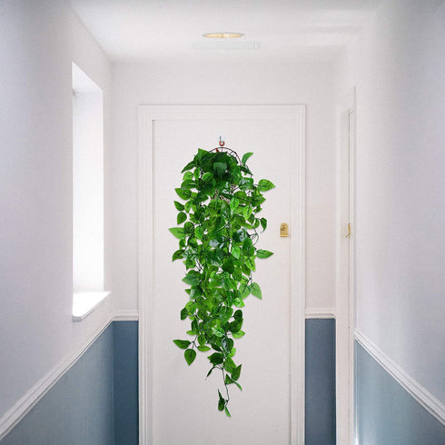 BABEIYXM Artificial Hanging Plants 2pcs Set,3.6 Feet Fake Hanging Plants Artificial Ivy Fakev Leaves,Suitable for Wall Indoor Outdoor Garden Wedding Decoration (with Basket)