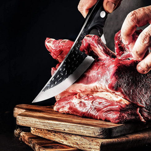 Belnk Butcher Knife 6-Inch High Carbon Stainless Steel Kitchen Chef Knives with Sheath and Gift Box Vking Knife Fillet Meat Cleaver Knives for Home, Camping, BBQ